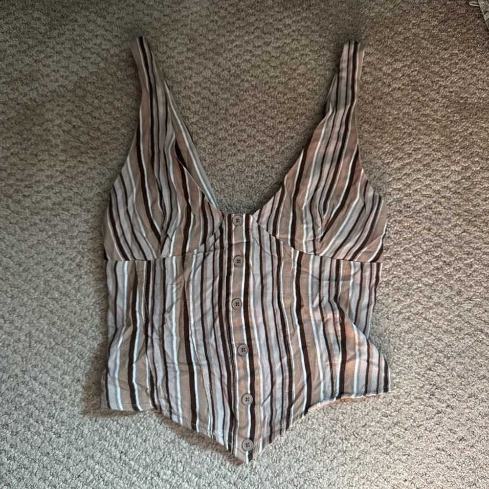 Princess Polly Brown Striped Corset Top